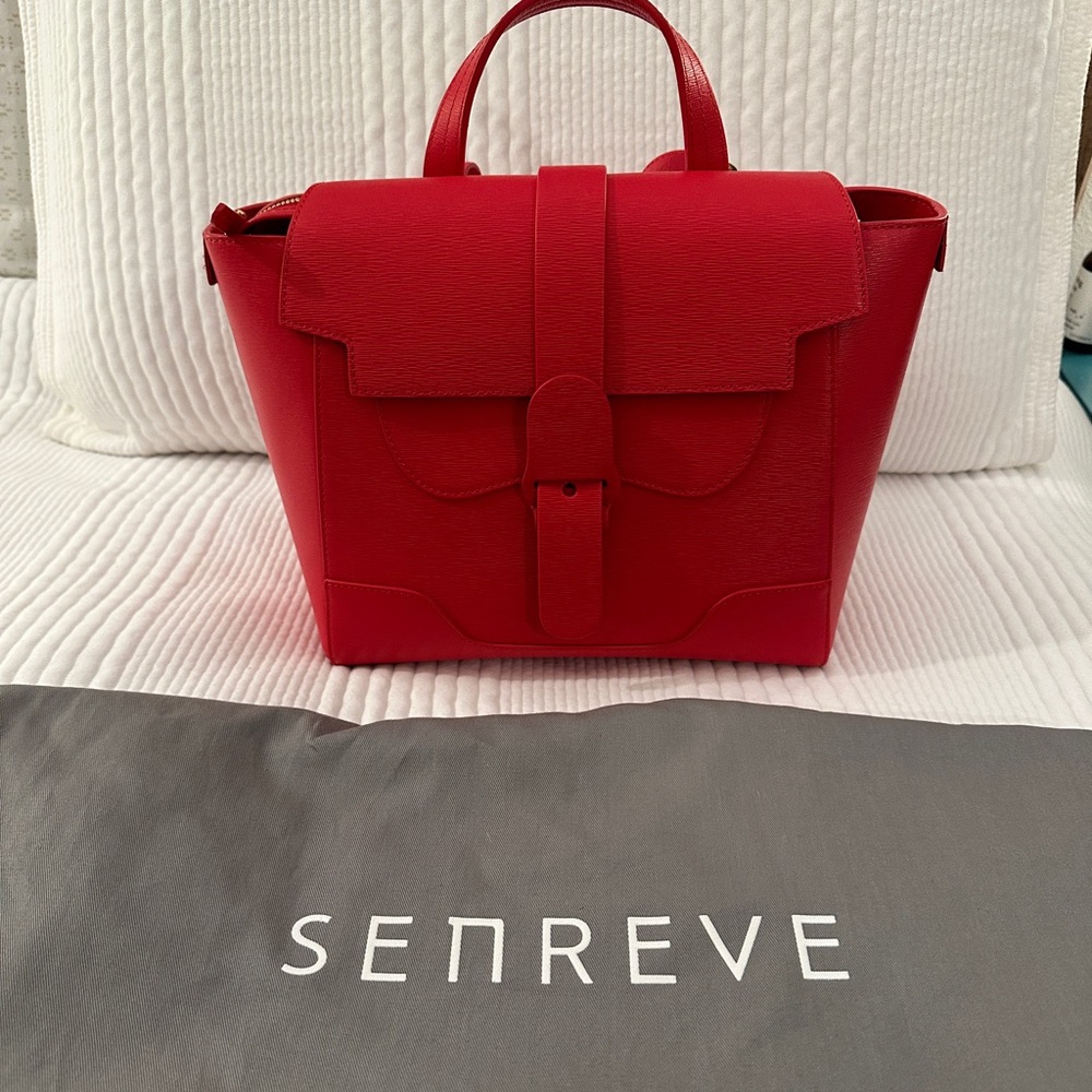 Senreve Midi Maestra in Red Chili Mimosa Leather - Crossbody/Backpack